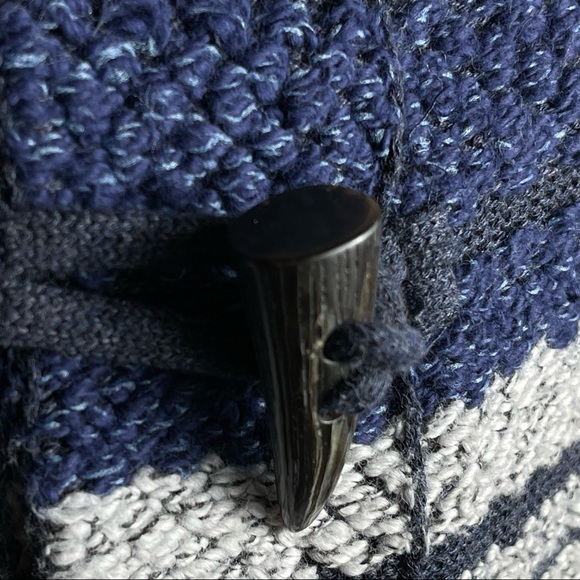 CHAPS Indigo Textured Knit Toggle Button Hooded Jacket in Small Petite - Picture 6 of 15